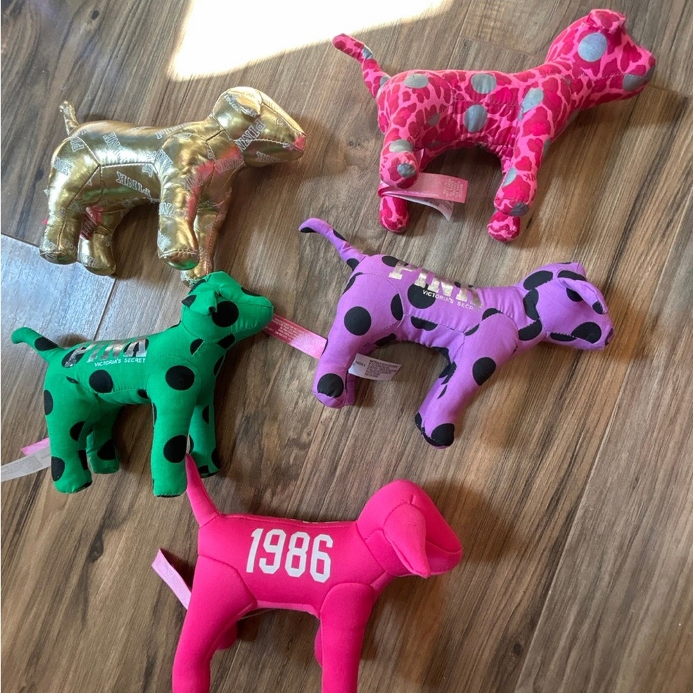 Five VS PINK Plush Dogs